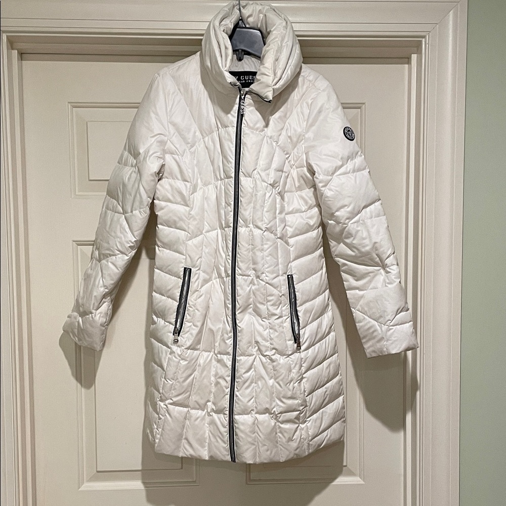 GUESS Women's Ivory Puffer Coat